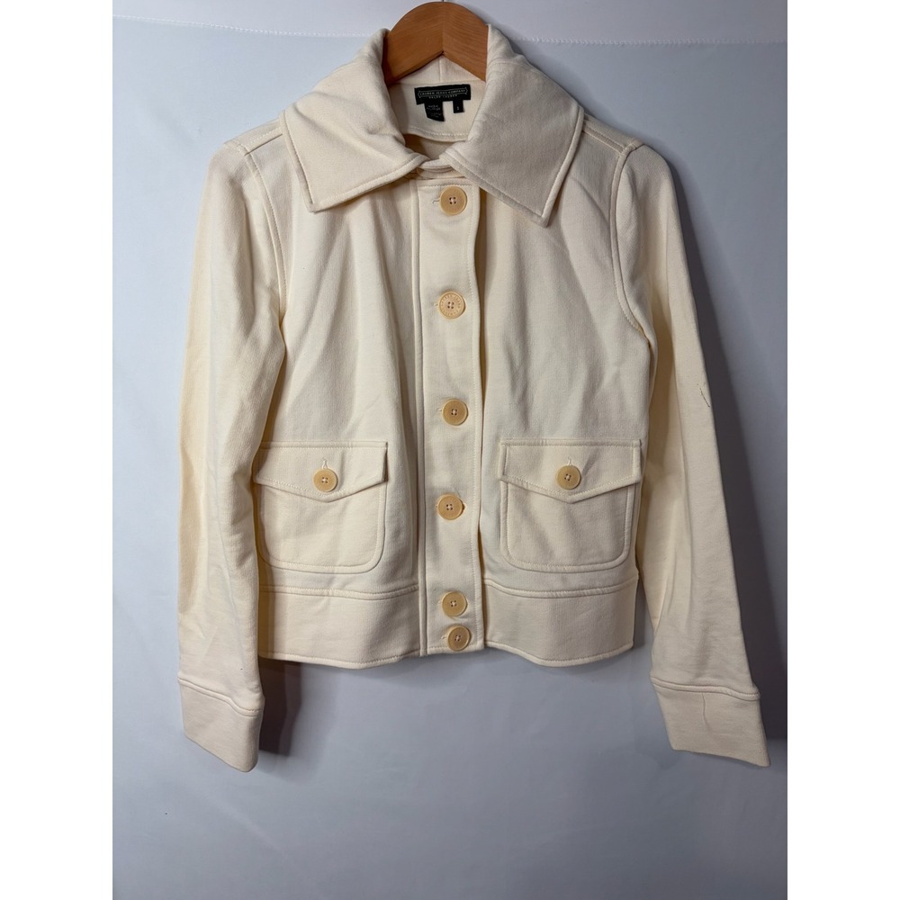 Lauren Ralph Lauren Cream Cotton Utility Jacket Sz S Old Money Preppy Equestrian